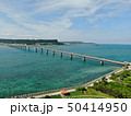 コバルトブルーに輝く沖縄の海、浜比嘉大橋  50414950