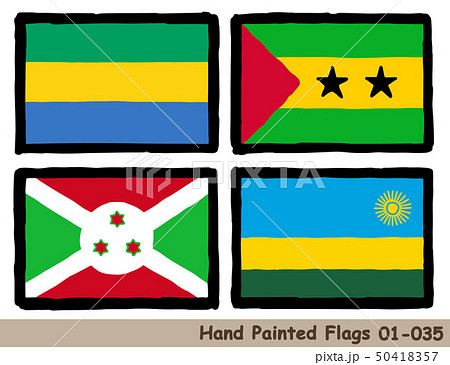 手描きの旗アイコン,ガボンの国旗,サントメ・プリンシペの国旗,ブルンジの国旗,ルワンダの国旗