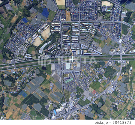 郊外の住宅地/白井周辺真俯瞰空撮 郊外の住宅地/白井周辺真俯瞰空撮 50418372