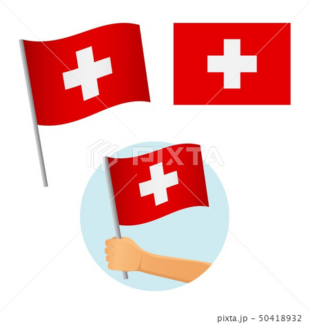 Switzerland flag in hand 50418932