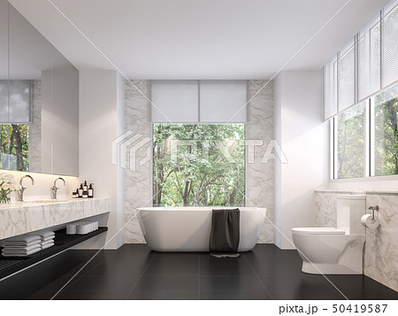 Luxurious bathroom with natural views 3d render 50419587