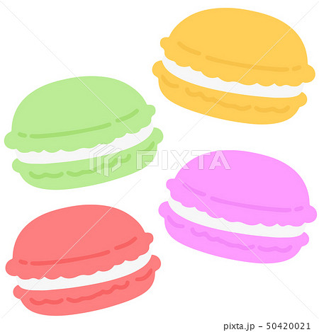 シンプルで可愛いカラフルなマカロンのイラスト アウトラインなしのイラスト素材