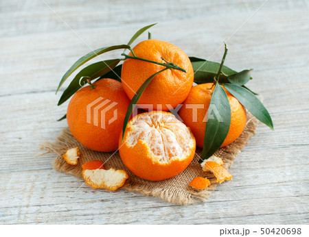 Mandarins with leaves 50420698