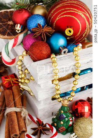 Christmas composition with spices and ornaments 50420751