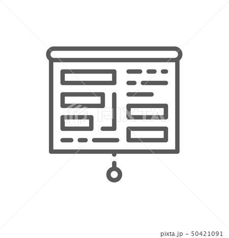 Projector screen with presentation, tables, charts line icon. 50421091