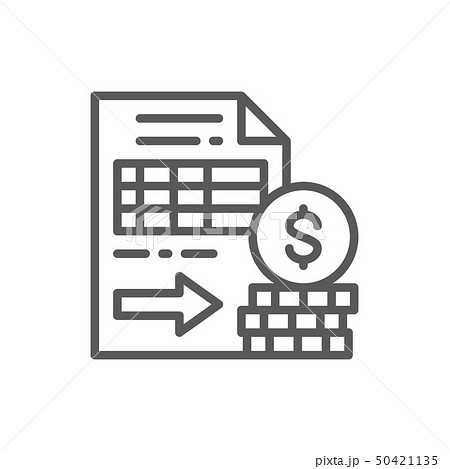 Documents with money, options, futures line icon. 50421135