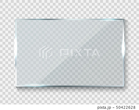 Reflecting glass banner. Gloss rectangle reflection 3d panel texture or clear window on transparent 50422628