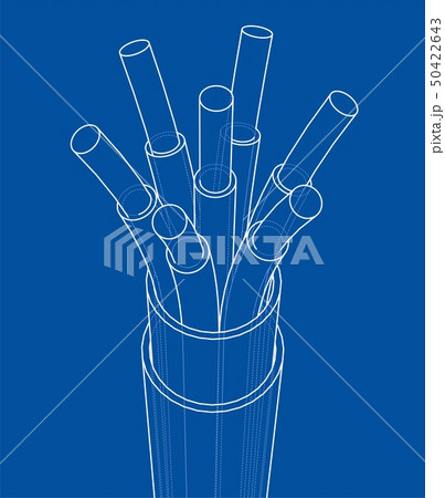 Seven-wire cable. Wire frame. Vector 50422643