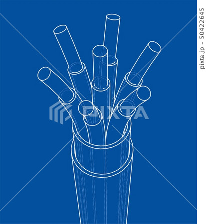 Seven-wire cable. Wire frame. Vector 50422645
