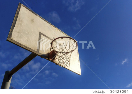 Old basketball hoop on a street sports ground Old basketball hoop on a street sports ground 50423094
