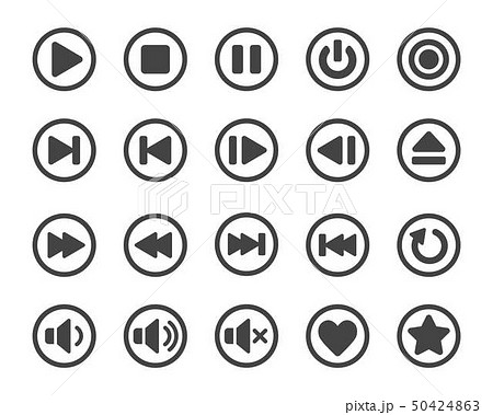 media player button icon set 50424863