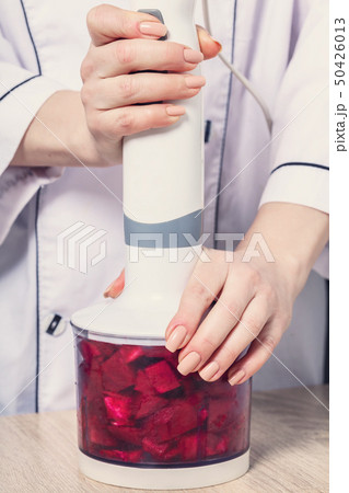 red beets in a blender 50426013