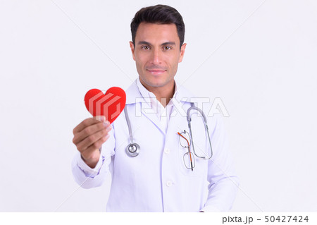 Young handsome Hispanic man doctor as cardiologist Young handsome Hispanic man doctor as cardiologist 50427424