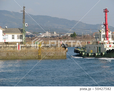 世界遺産 明治日本世界遺産 福岡県 三池港 閘門 船出 曳船 世界遺産 明治日本世界遺産 福岡県 三池港 閘門 船出 曳船 50427582