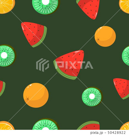 Seamless pattern of oranges kiwi and watermelon vector illustration 50428922