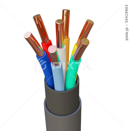 Seven-wire cable, different colors. 3D illustration 50429903