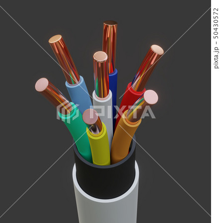 Seven-wire cable, different colors. 3D illustration Seven-wire cable, different colors. 3D illustration 50430572