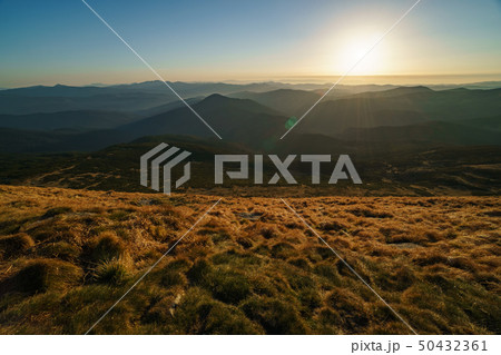 Mountains sunset - landscape of the Ukrainian Carpathian Mountains, Chornohora 50432361