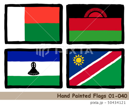 手描きの旗アイコン,マダガスカルの国旗,マラウイの国旗,レソトの国旗,ナミビアの国旗