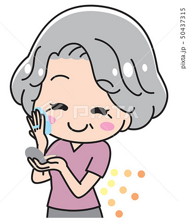 化粧するおばあさんのイラスト素材
