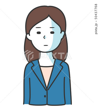 落ち込み青ざめるスーツを着た女性のイラスト素材