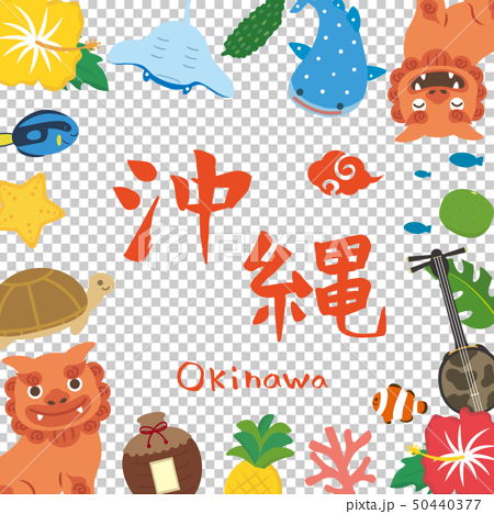 沖縄 かわいいメッセージカードのイラストのイラスト素材