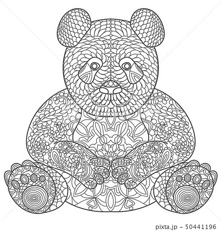 Zentangle stylized cartoon panda, isolated onのイラスト素材 
