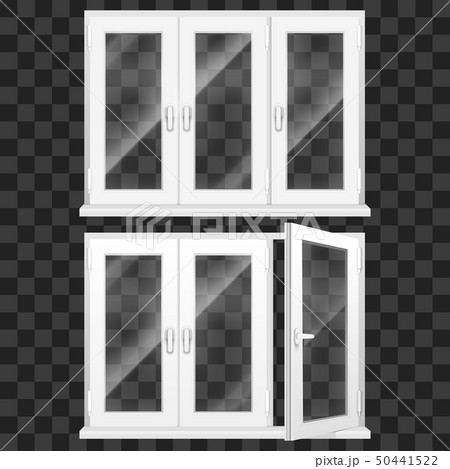 Realistic 3d Detailed White Plastic PVC Window Set. Vector Realistic 3d Detailed White Plastic PVC Window Set. Vector 50441522