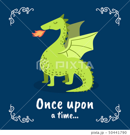 Once Upon a Time Banner Template, Fairytale Dragon on Dark Blue Background, Design Element Can Be Once Upon a Time Banner Template, Fairytale Dragon on Dark Blue Background, Design Element Can Be 50441790