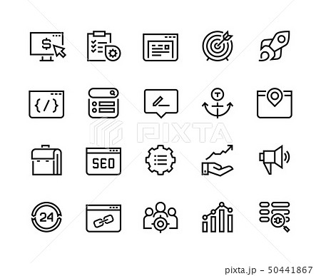 SEO line icons. Web business trend network analysis media target strategy website analytic. Search SEO line icons. Web business trend network analysis media target strategy website analytic. Search 50441867