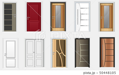 Collection of colorful room doors icons 50448105