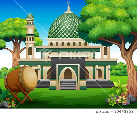 Background of Islamic mosque building 50448358