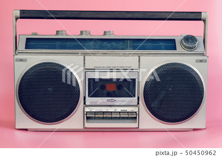 Vintage stereo on pink pasrel color background 50450962