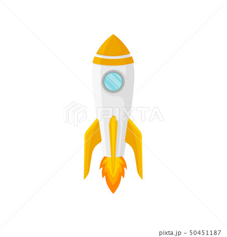 White rocket with orange nose. Vector illustration on white background. 50451187