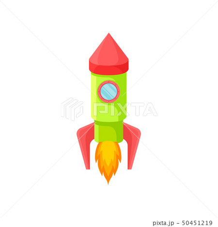 Green rocket with a red nose. Vector illustration. 50451219