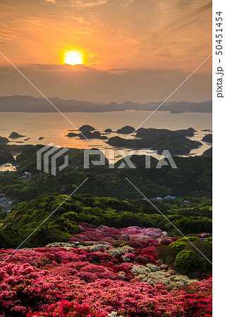 長串山つつじまつりと九十九島　夕陽　【長崎県佐世保市鹿町町】 50451454