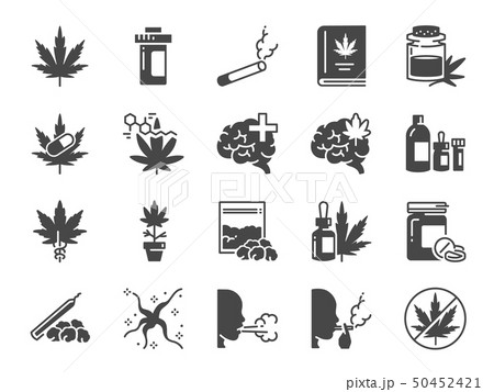 Cannabidiol icon set. Cannabidiol icon set. 50452421