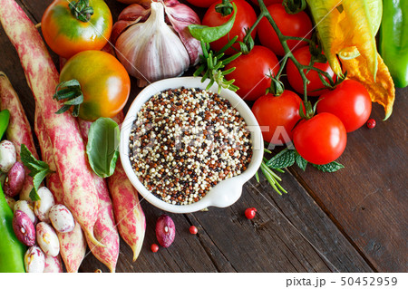 Uncooked mixed quinoa with vegetables Uncooked mixed quinoa with vegetables 50452959