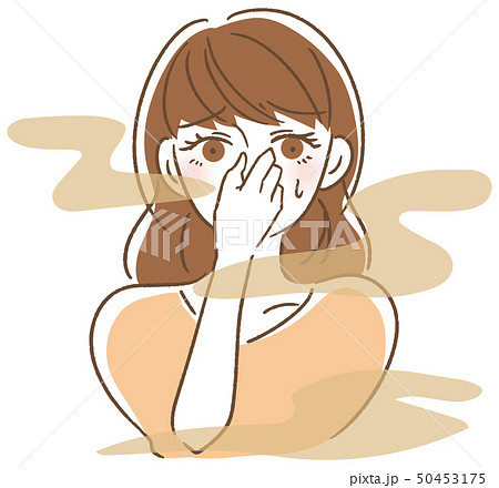 口臭くさい　女性　イラスト 50453175