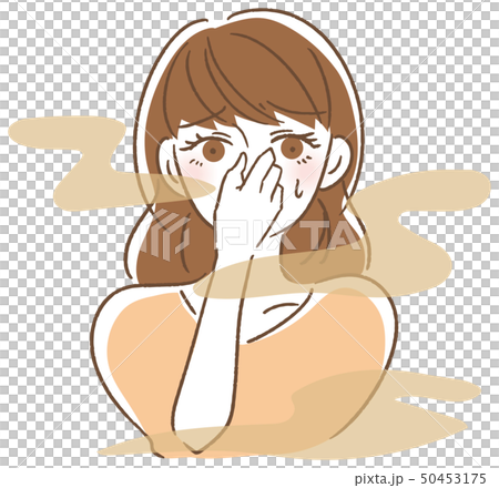 口臭くさい　女性　イラスト 50453175