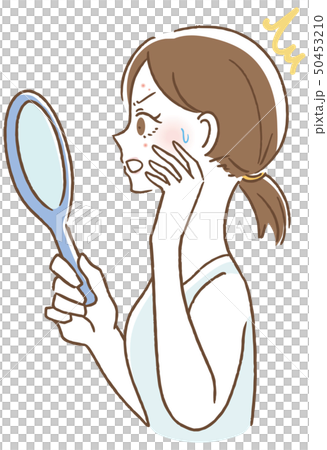 A woman who notices a breakout 50453210