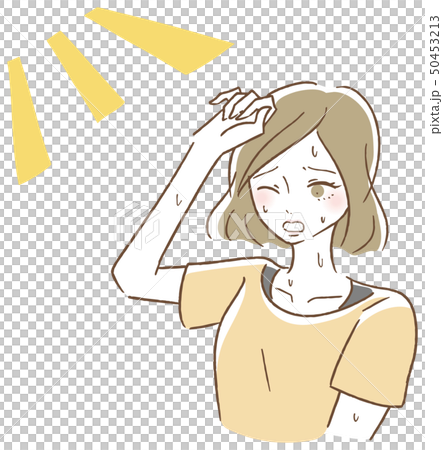 日差し 気にする 女性 夏 イラストのイラスト素材