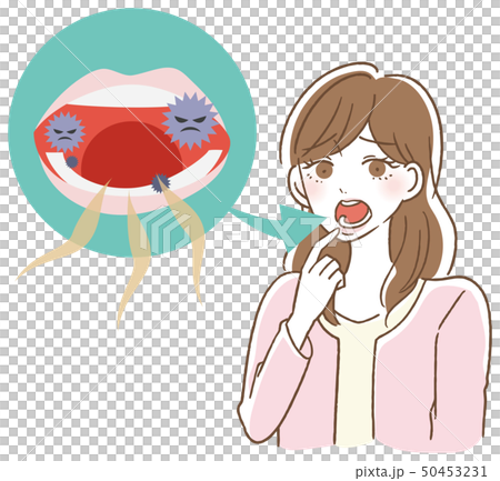 口臭くさい　女性　イラスト 50453231
