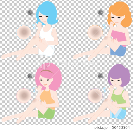 膝の黒ずみに悩む若い女性達 膝の黒ずみに悩む若い女性達 50453504