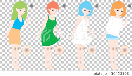 膝の黒ズミのせいでファッションに悩む女性達 50453508
