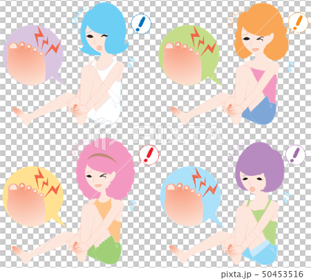 足先が霜焼けになり悩む女性達 足先が霜焼けになり悩む女性達 50453516