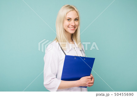 Portrait of an attractive young female doctor in Portrait of an attractive young female doctor in 50455690
