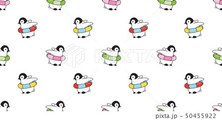 penguin Seamless pattern vector swimming ring pool 50455922
