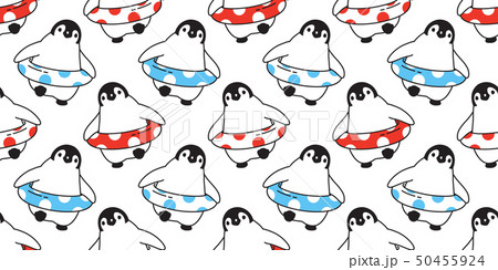 penguin Seamless pattern vector swimming ring pool 50455924