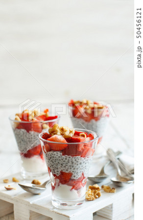 Chia pudding Strawberry parfait Chia pudding Strawberry parfait 50456121